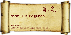 Meszli Kunigunda névjegykártya